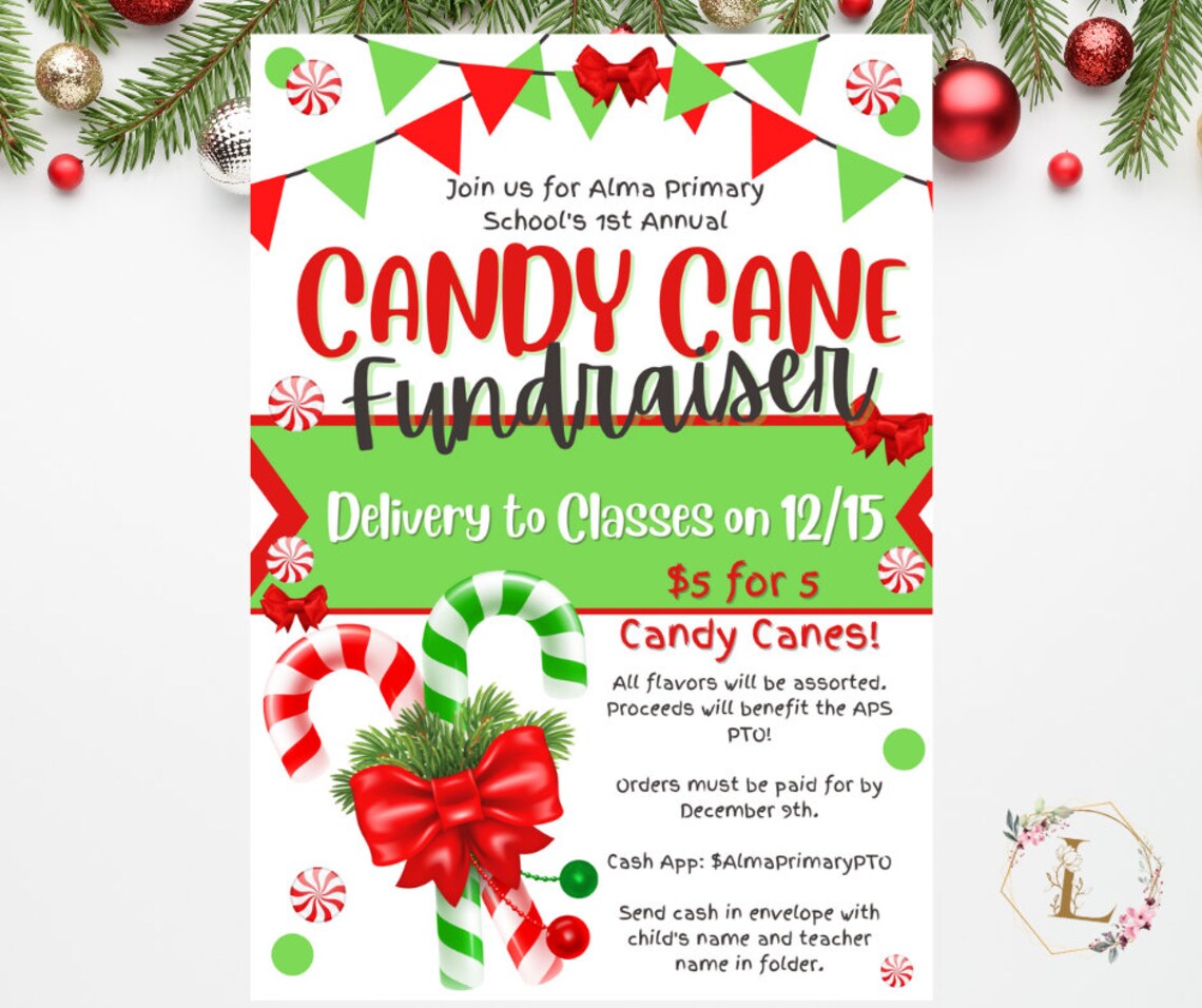 Candy Cane Fundraiser PTO PTA School Daycare DECA Team Christmas