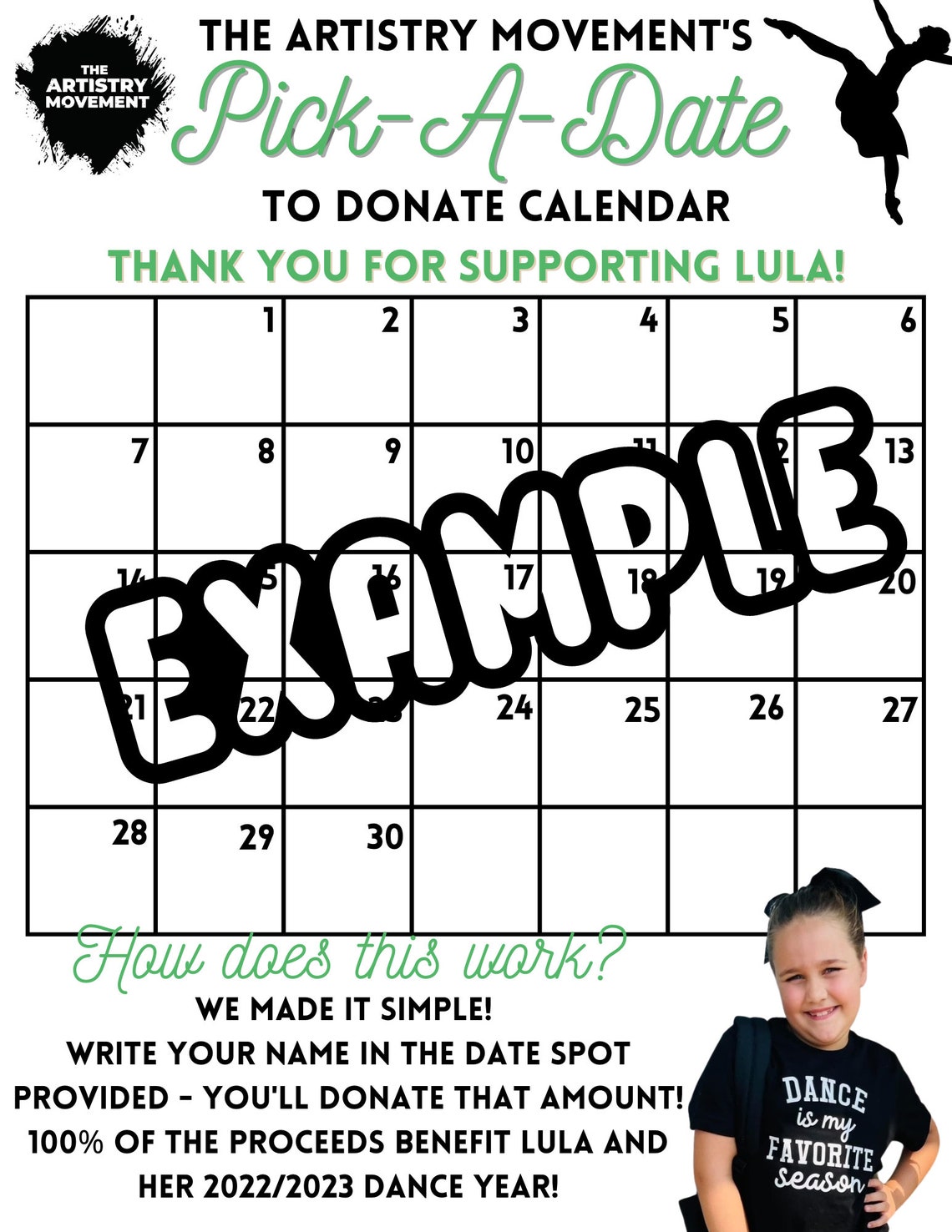 Pick A Day Calendar Fundraiser 