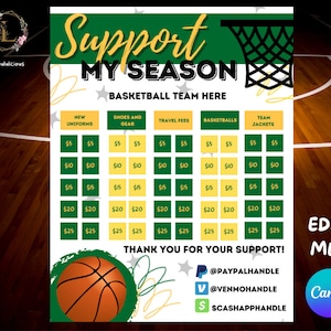 BASKETBALL FUNDRAISER - Support my season - Calendar - Easy Fundraiser - Customizable Template - Digital Download