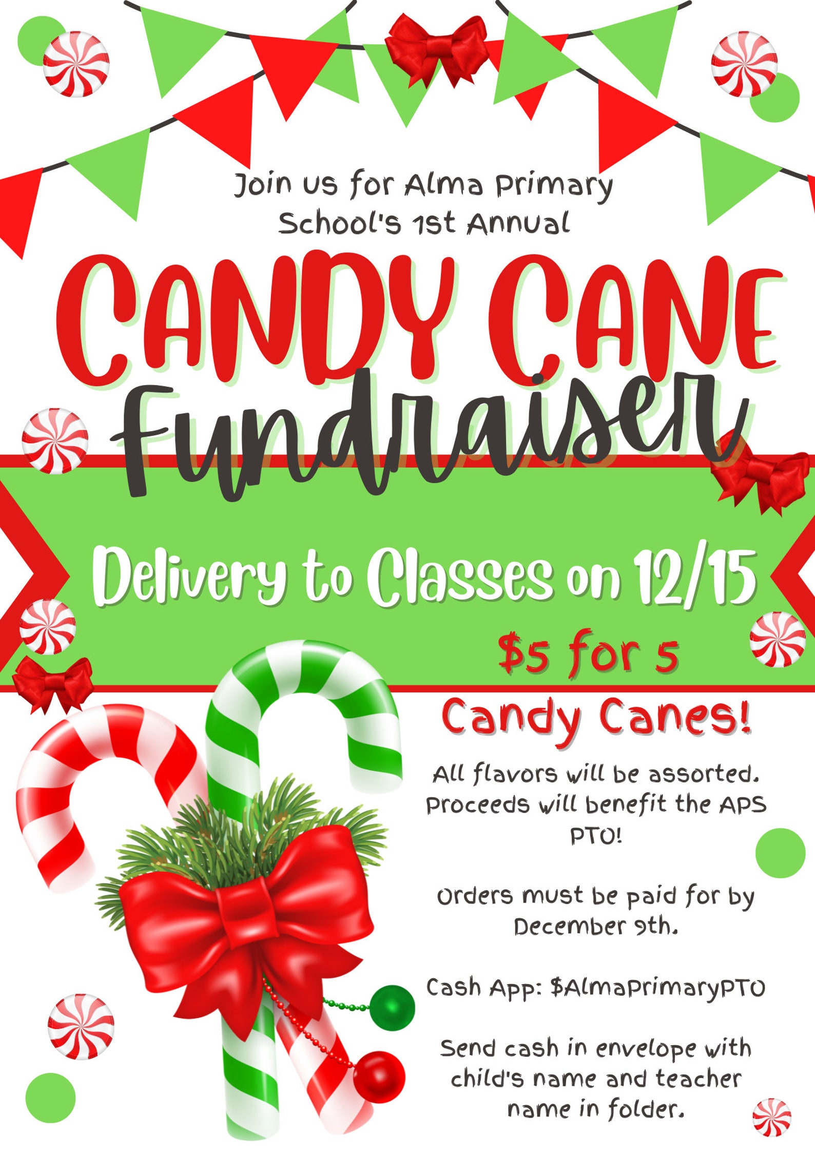 Candy Cane Fundraiser PTO PTA School Daycare DECA Team Christmas