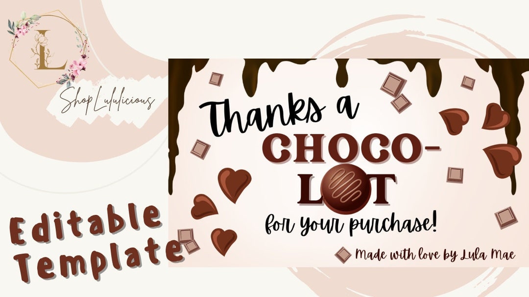 Chocolate Gift Tag Made With Love Gift Tag Cute Chocolate Lover Chocolate Mold Editable Template