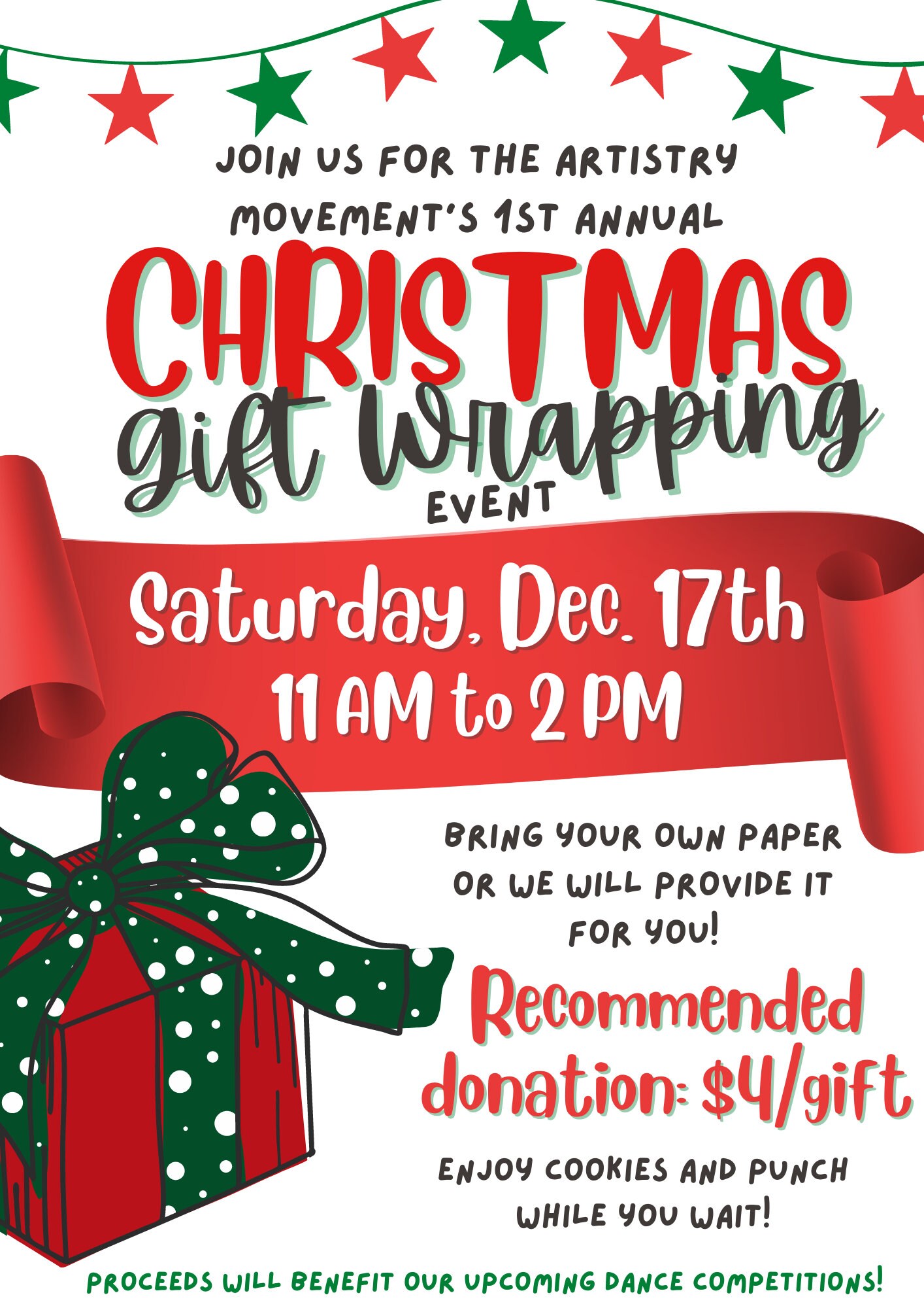 GIFT WRAP Fundraiser Christmas Fundraiser Holidays Presents Dance PTA