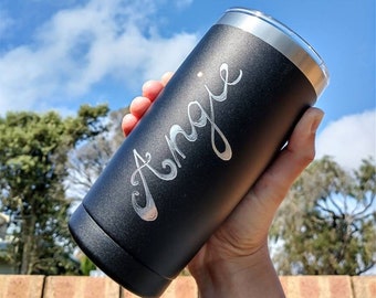 Personalised Stainless Steel Reusable Insulated Travel Mugs, Engraved By Hand, Customised Coffee Mug, Eco-friendly Gift, Reusable Tumbler