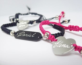 Personalised Bracelet, Engraved By Hand, Adjustable Bracelet, Unique Custom Bracelet, Kids Jewellery, Customised Birthday Gift,Name bracelet