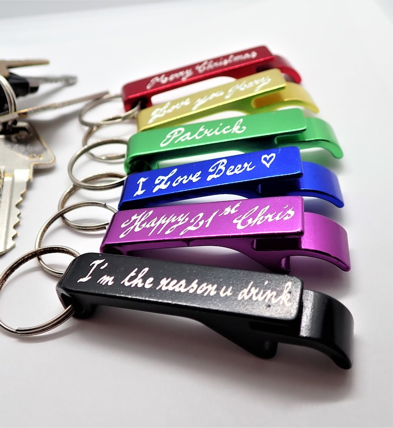 Personalised Bottle Opener Keyring Engraved By Hand Wedding Etsy