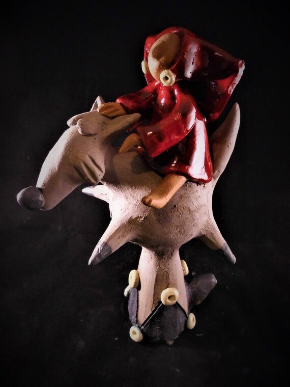 Wolf And Little Red Riding Hood Rotkäppchen Und Der Wolf Cappuccetto Rosso Clay Whistle