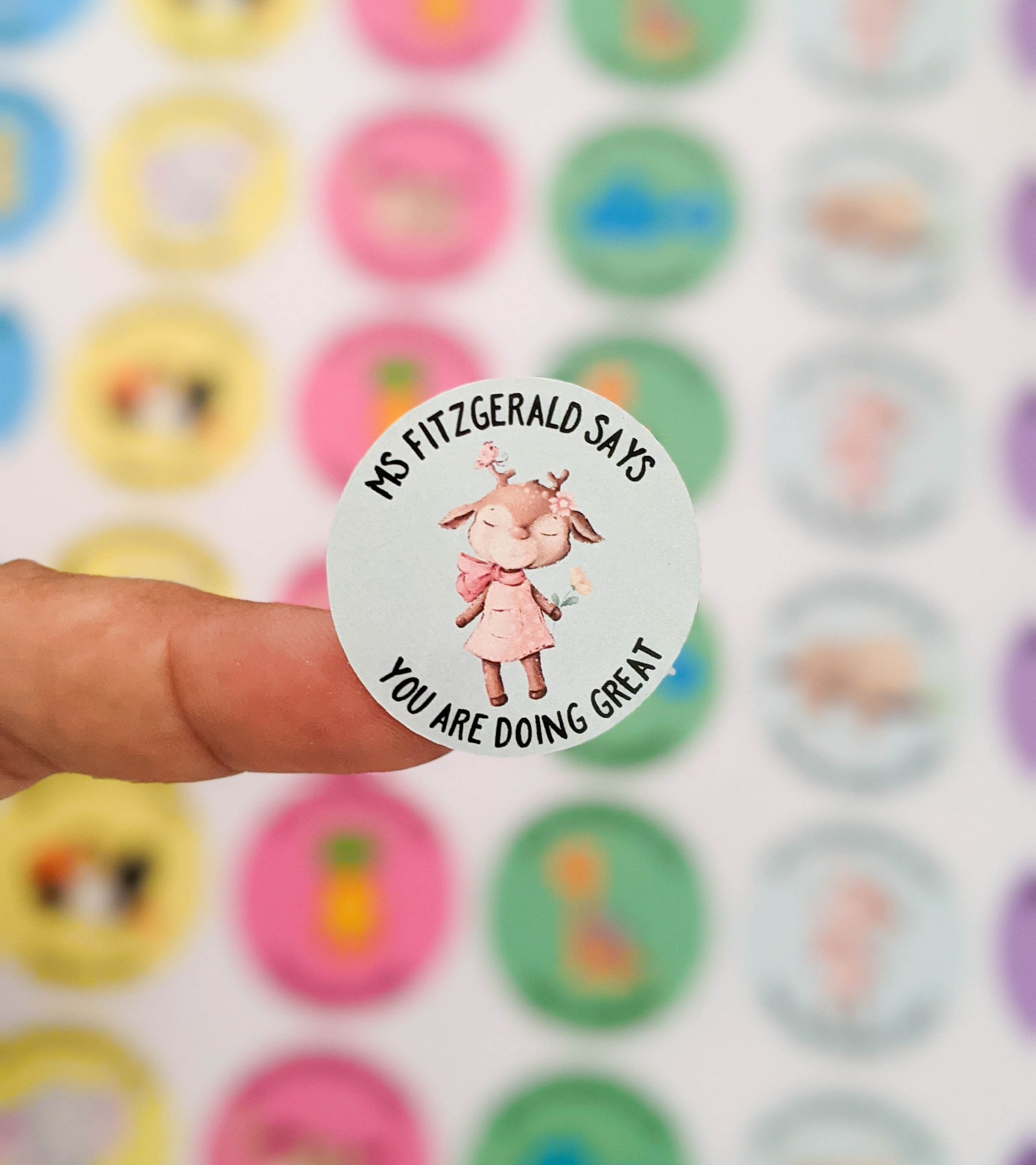 personalised teacher stickers 30mm round pk of 48 etsy