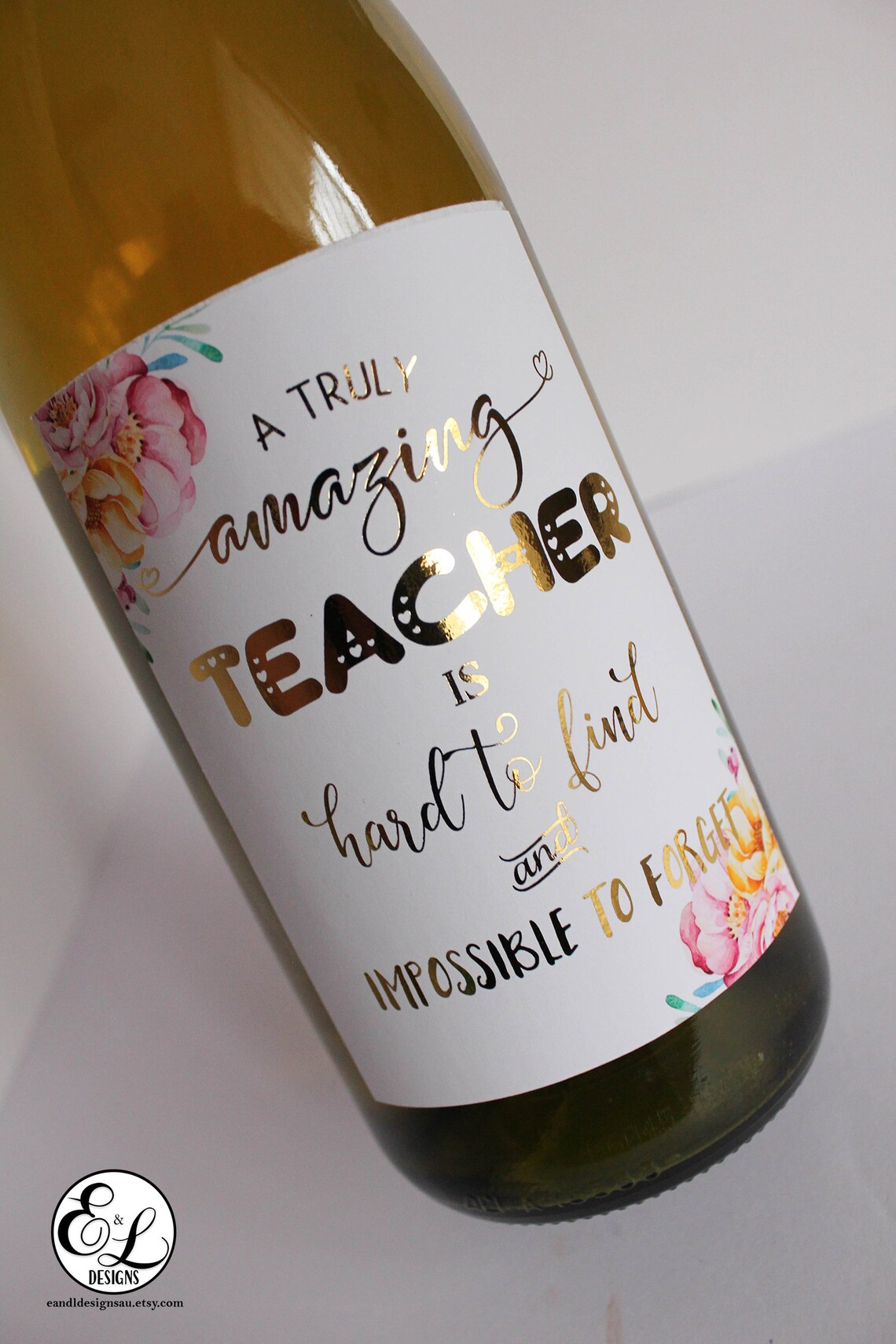 Teacher Appreciation Wine Bottle Foil Labels Teacher Gift My | Etsy