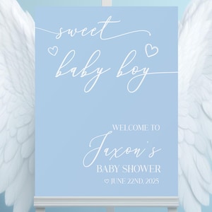 Blue Baby Shower Welcome Sign, Sweet Baby Boy Baby Shower, Modern Baby Shower Sign, Blue Baby Shower Poster, Modern Baby Shower Decor Boy