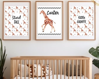 Giraffe Nursery Prints, Safari Nursery Prints, Set of 3 Prints, Giraffe Wall Art, Giraffe Baby Shower Gifts, Boho Wall Art, Tribal Wall Art