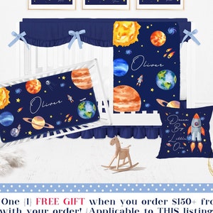 Space Crib Bedding Set, Baby Boy Crib Bedding, Space Nursery Decor, Space Baby Bedding, Space Crib Sheet, Personalized Space Baby Blanket