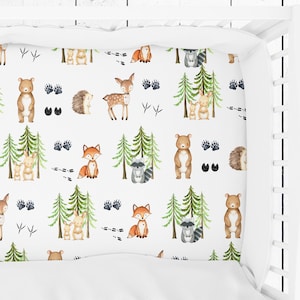 Woodland Baby Bedding Boy, Fitted Crib Sheet Boy, Woodland Crib Sheets Boy, Woodland Nursery Bedding Boy, Woodland Animals Nursery Décor Boy