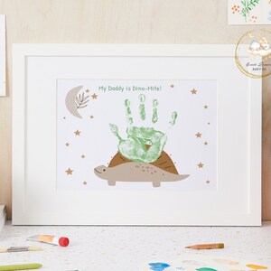 Fathers Day Handprint Craft, Dinosaur Handprint Craft, Dinosaur Gift For Kids, DIY Gift For Dad, Fathers Day Printable Gift, Handprint Art
