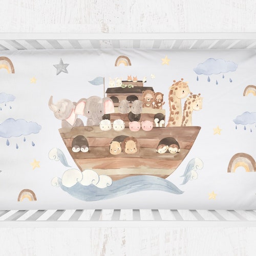 Noah's Ark Baby Bedding Boy Boho Fitted Crib Sheet Boy Etsy