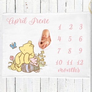 Winnie the pooh month blanket top