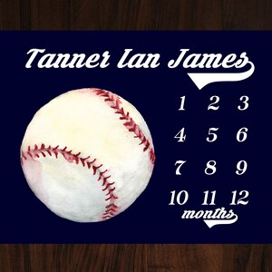 Baseball Milestone Blanket, Monthly Milestone Tracker, Sports Baby Bedding, Baseball Baby Shower Gifts, Custom Baby Blanket, Newborn Blanket