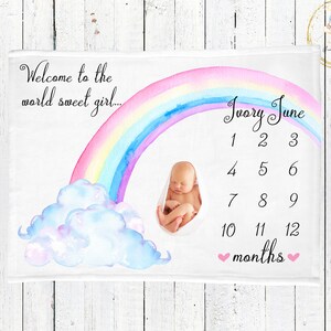 Regenboog babydeken, maandelijks mijlpaaldeken, regenboog wieg beddengoed meisje, baby mijlpaaldeken, Miracle babymeisje, regenboog kinderkamerinrichting