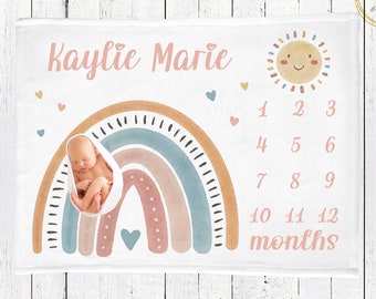 Baby Milestone Blanket - Unicorn Design, 47x47 Inch Fleece, Monthly Photo Prop, Growth Chart, Gift - View #9