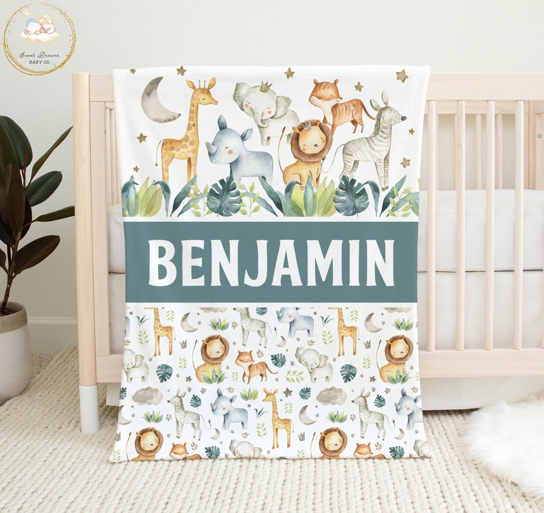 Safari Baby Blanket, Personalized Blanket Boy, Safari Baby Shower Gift ...