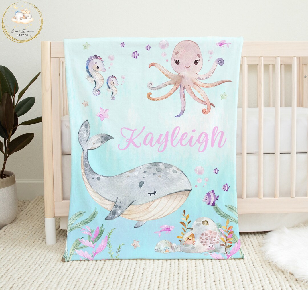 Under the Sea Baby Blanket Girl, Personalized Ocean Baby Blanket, Under ...