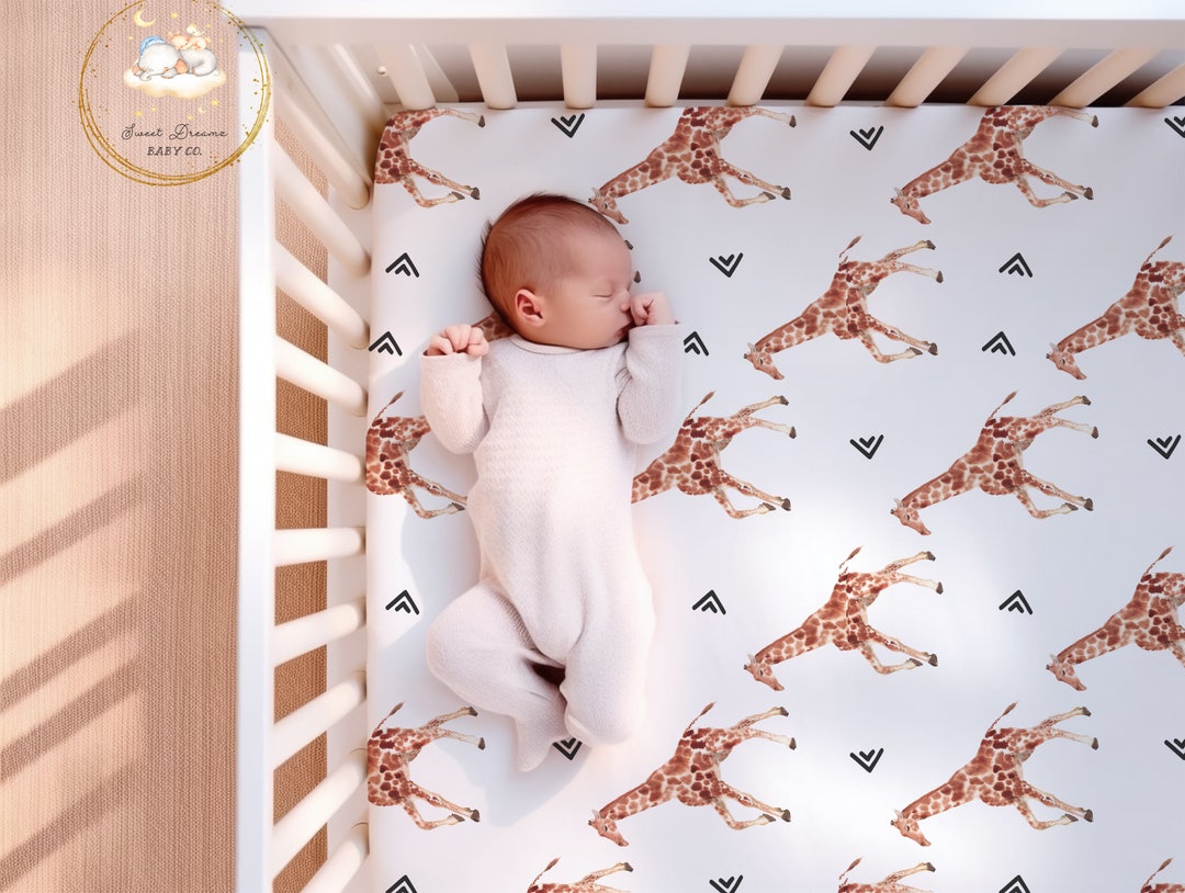 Giraffe Crib Sheet Boy, Giraffe Nursery Bedding, Boho Baby Bedding