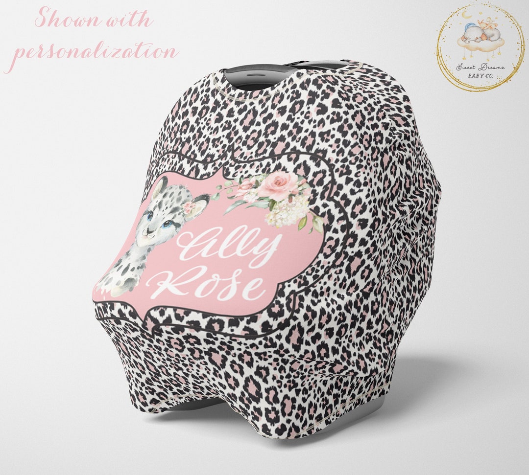 Leopard Car Seat Cover, Personalized Car Seat Cover Girl, Pink and