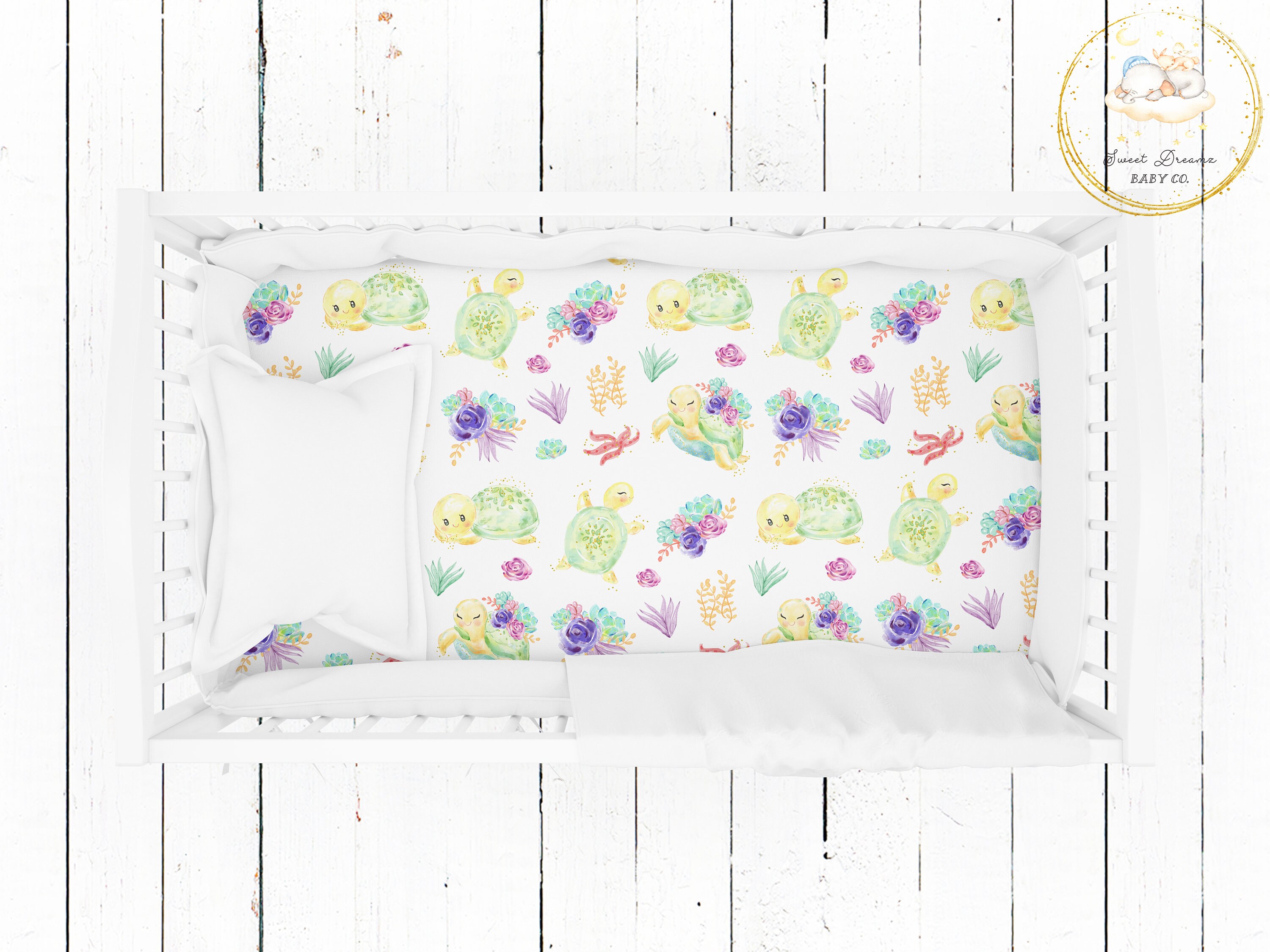 Sea Turtle Crib Bedding Set Turtle Baby Shower Gift Girl Sea Etsy