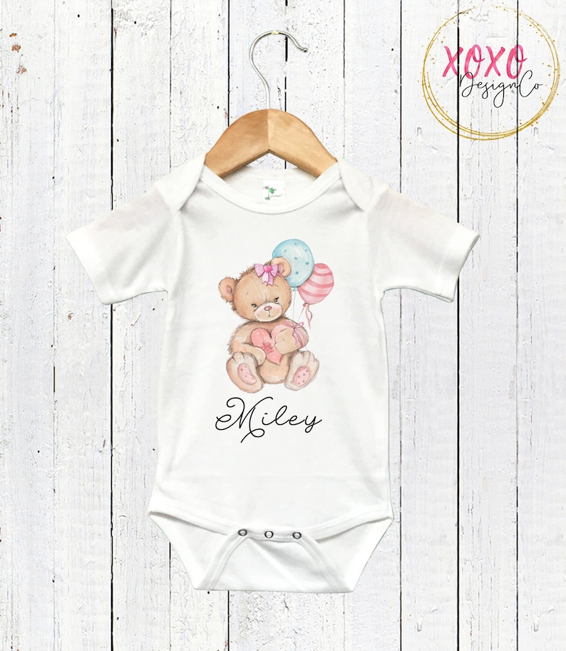 Teddy Bear Onesie® / Personalized Onesie Baby Girl / Name Etsy