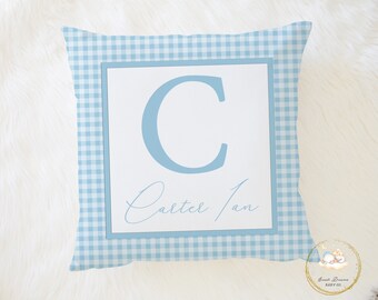 Gingham Baby Pillow Boy, Blue Baby Pillow, Plaid Throw Pillow, Plaid Baby Shower Gift Boy, Gingham Nursery Pillow, Blue Plaid Baby Pillow