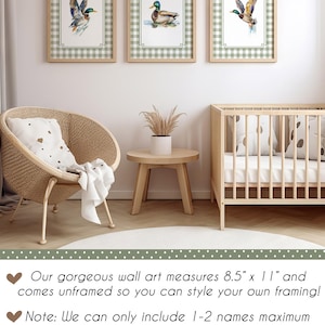 Duck Nursery Prints, Set of 3 Prints, Mallard Duck Nursery Decor, Plaid Wall Art, Duck Baby Shower Gift, Green Wall Art, Baby Boy Nursery imagem 2