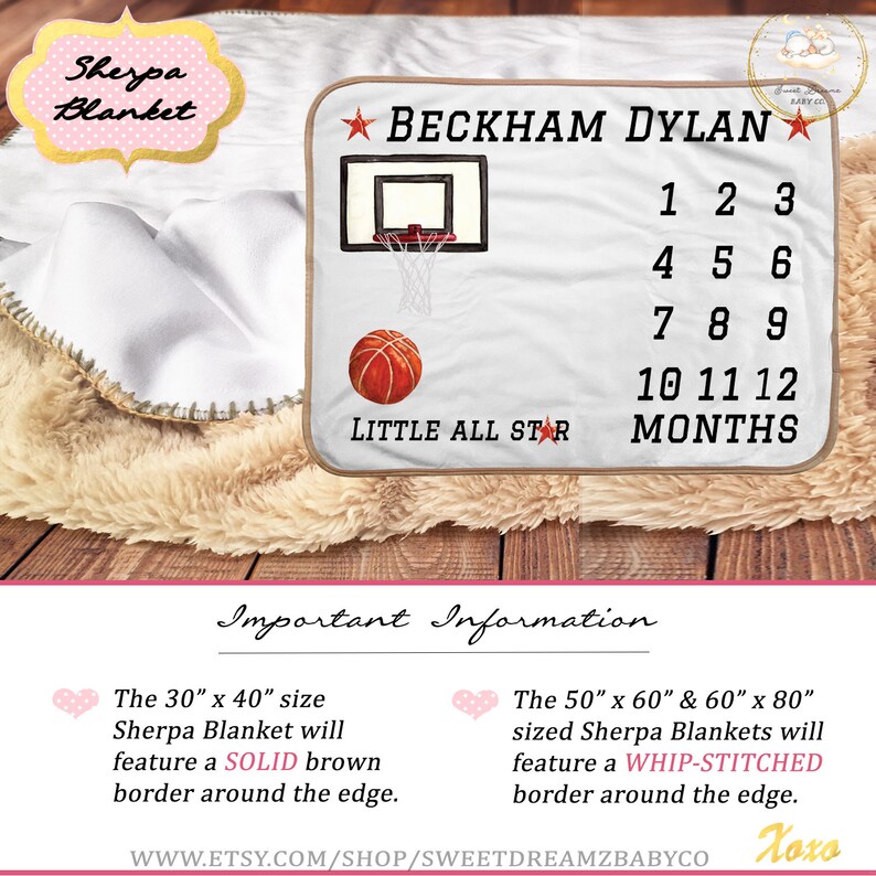 Basketball Baby Blanket Boy Baby Milestone Blanket Boy Etsy