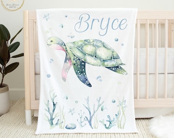Turtle Baby Blanket, Turtle Crib Bedding, Personalized Baby Blanket, Custom Turtle Baby Blanket, Turtle Baby Gifts, Turtle Baby Shower Gift