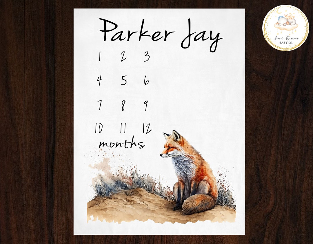 Fox Baby Blanket Monthly Milestone Blanket Personalized Baby - Etsy