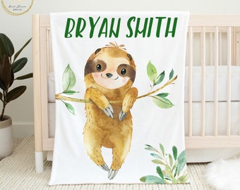 Personalized Sloth Baby Blanket – Custom Name, 30x40 Inches, Flannel Fleece | Baby Shower Gift, Nursery Blanket - View #8