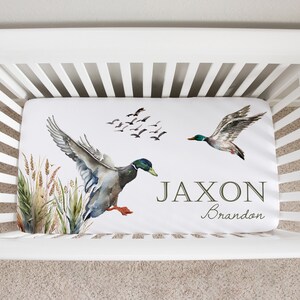 Mallard Duck Crib Sheet, Hunting Nursery, Duck Nursery, Hunting Crib Sheet, Custom Crib Bedding, Duck Baby Bedding, Personalized Crib Sheet