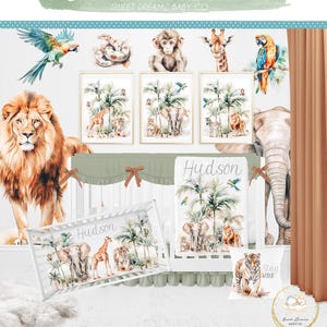 Safari Crib Bedding Set, Baby Boy Crib Bedding, Elephant Baby Bedding Set, Safari Nursery, Jungle Nursery Bedding, Giraffe Crib Bedding Set