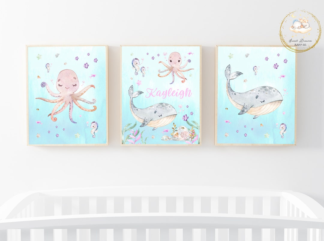 Under the Sea Nursery Prints, Set of 3 Prints, Ocean Nursery Decor ...