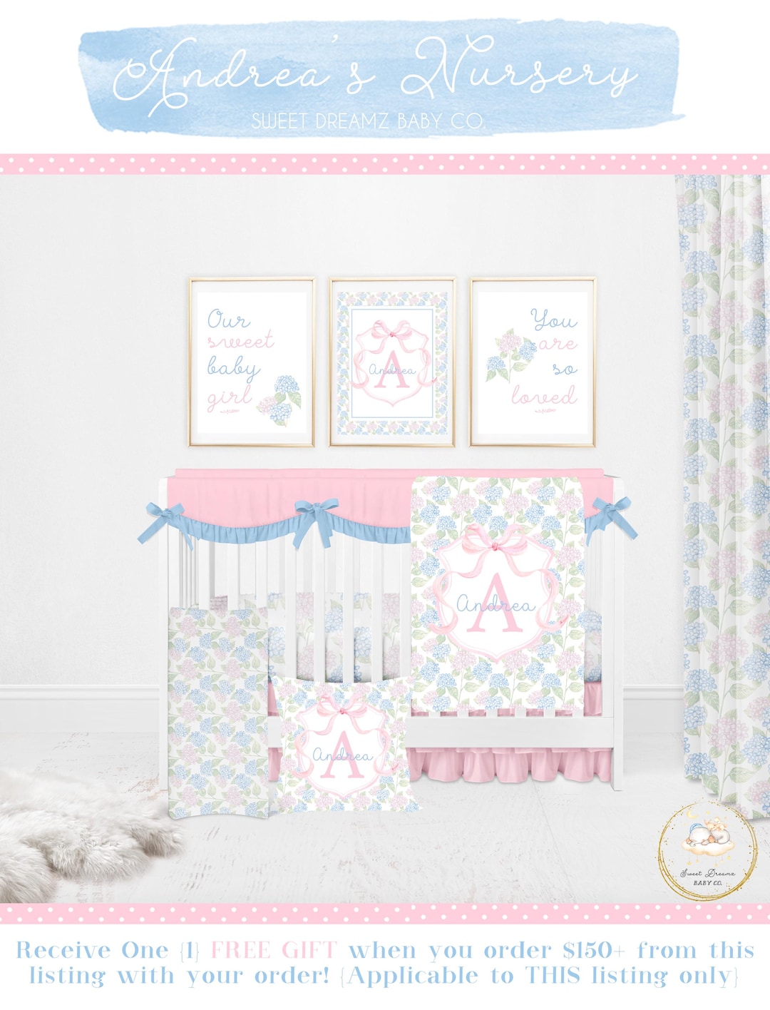 Photo inspiration: Picture Idea: Hydrangea Crib Bedding Set Pink Bow Crib Bedding Set Baby