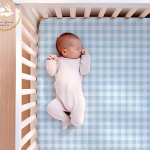 Blue plaid crib sheet new arrivals