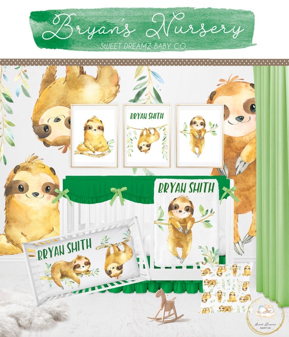 Sloth crib bedding set sales