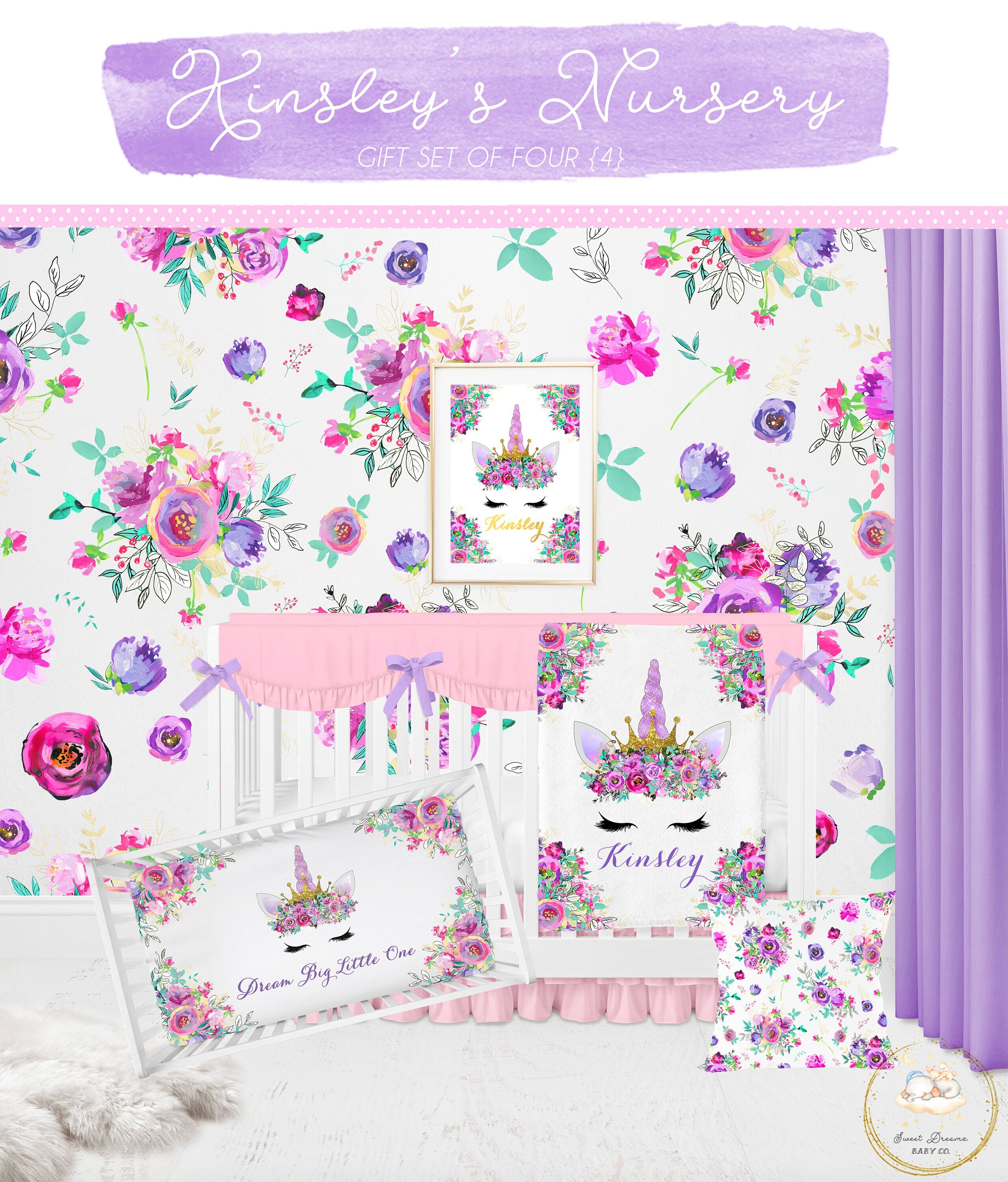 Unicorn crib set sale