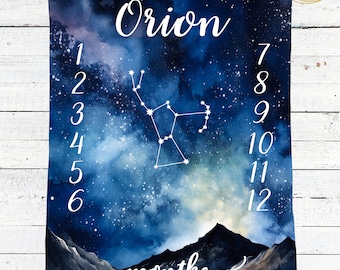 Constellation Baby Blanket, Monthly Milestone Blanket, Personalized Star Baby Blanket, Custom Baby Blanket Girl, Constellation Baby Gift Boy