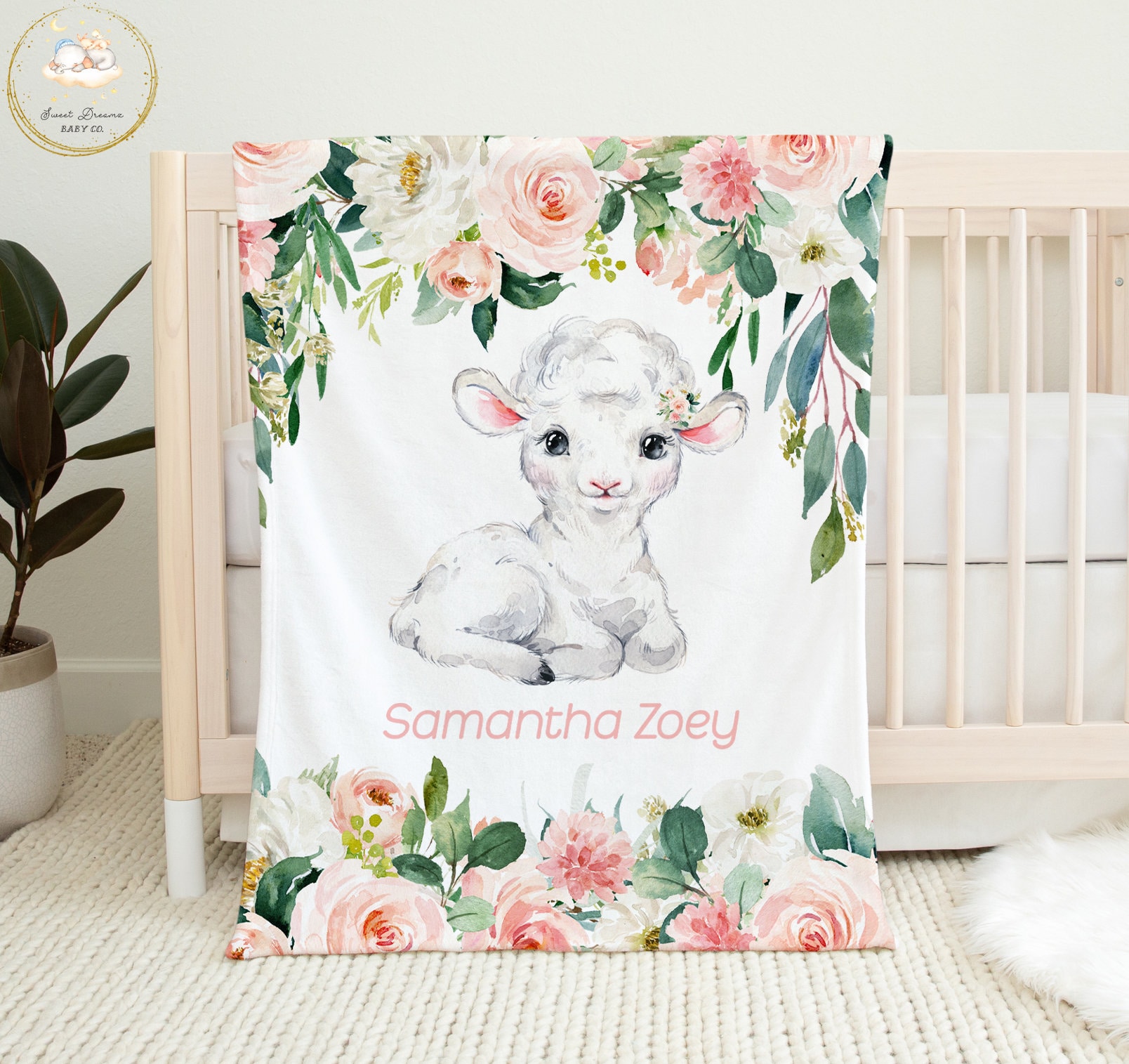 Lamb Baby Blanket Lamb Baby Shower Gift Girl Personalized Etsy