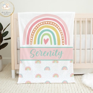 Rainbow Baby Blanket, Personalized Baby Blanket, Rainbow Baby Gifts, You Are My Sunshine Crib Bedding, Custom Baby Bedding, Rainbow Nursery