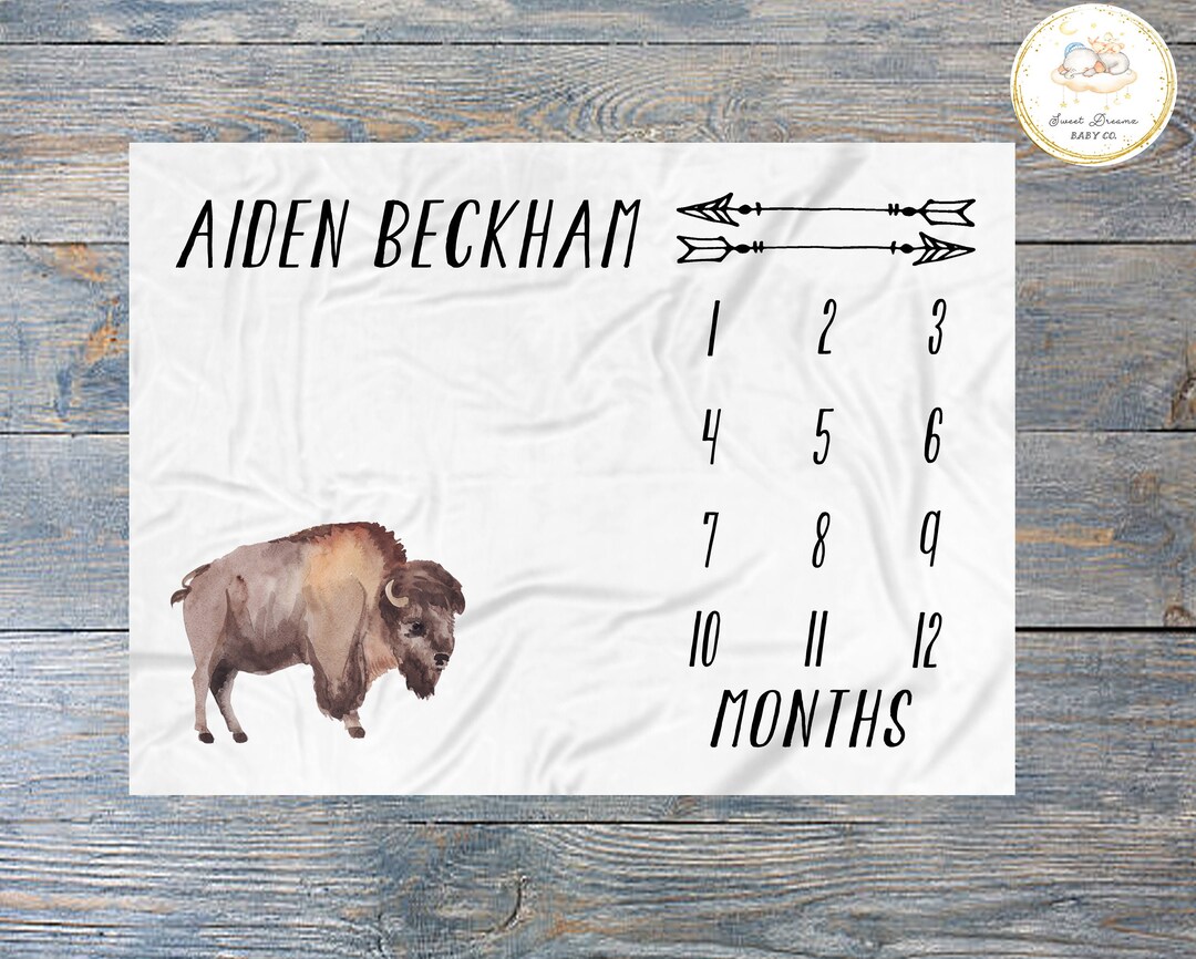 Baby Milestone Blanket Boy Buffalo Baby Blanket Boy Buffalo Etsy
