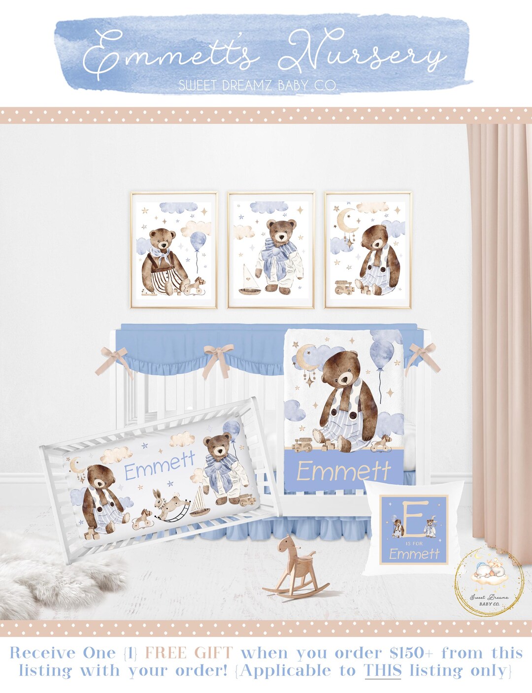 Baby Bear Print Cotton Set