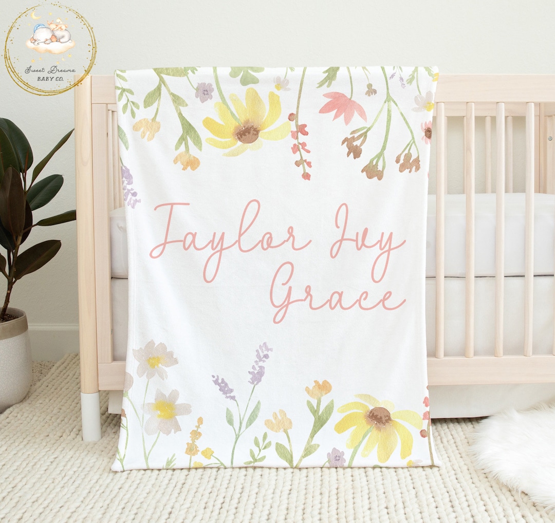 Mul Mul Cotton Baby Blanket with Floral Print