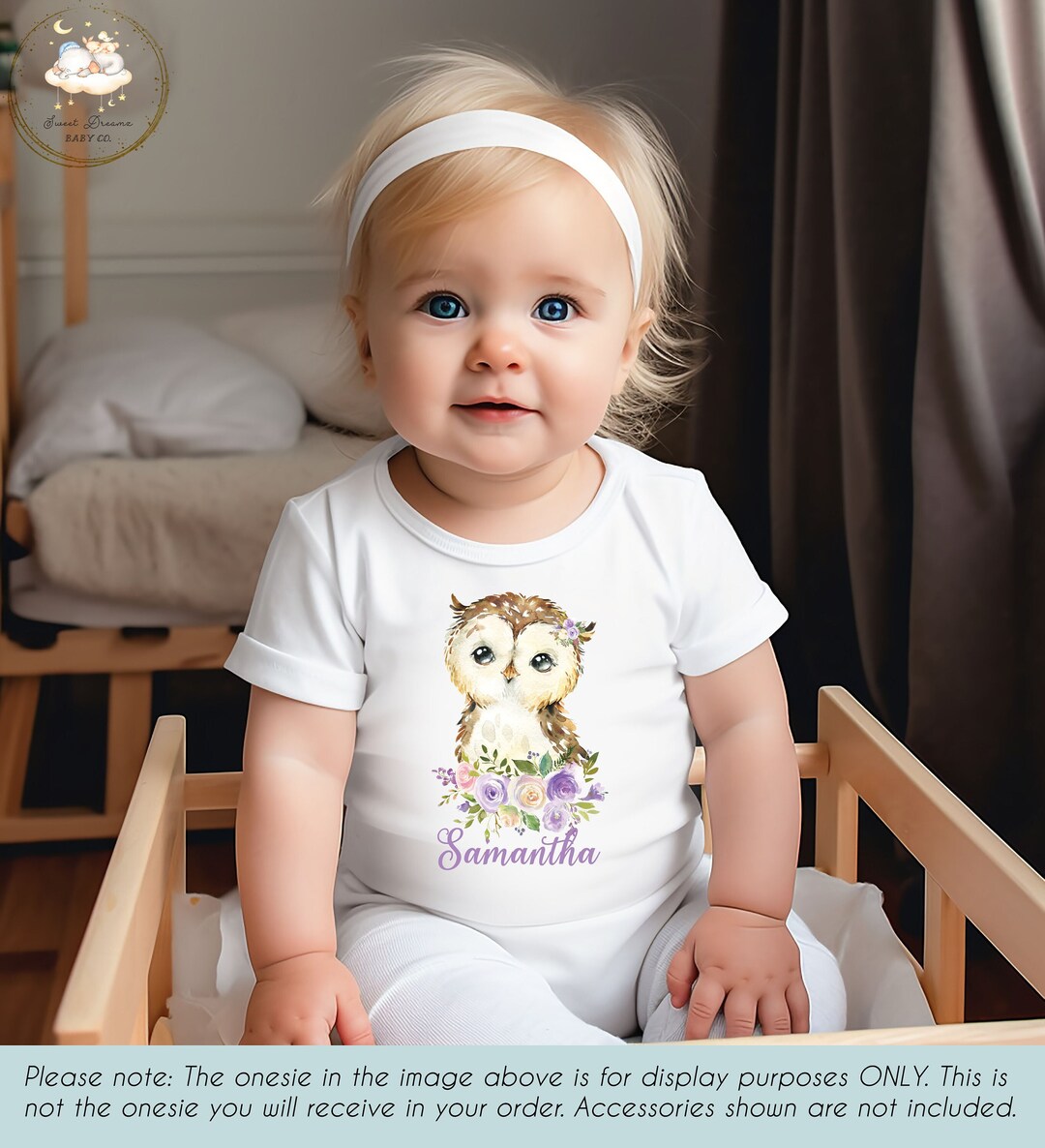 Owl Onesie®, Floral Baby Onesie, Owl Baby Bodysuit, Personalized Onesie