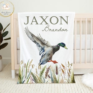 Custom Mallard Duck Baby Blanket, Hunting Baby Blanket, Personalized Baby Blanket, Duck Baby Shower Gift, Duck Crib Bedding, Hunting Nursery