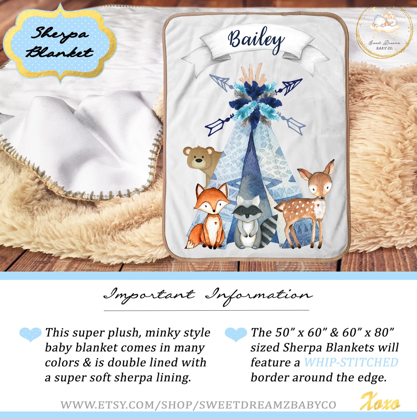 Woodland Baby Blanket Woodland Animals Baby Blanket Boy Etsy